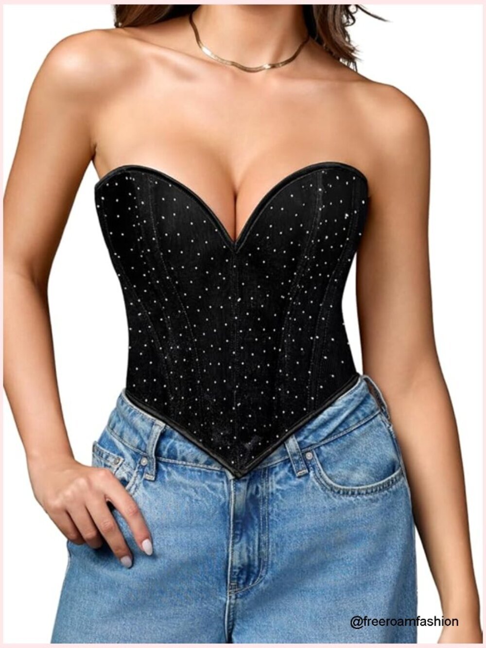 Boned Lace Up Corset Top, Heart Overbust Strapless Crop Bustier